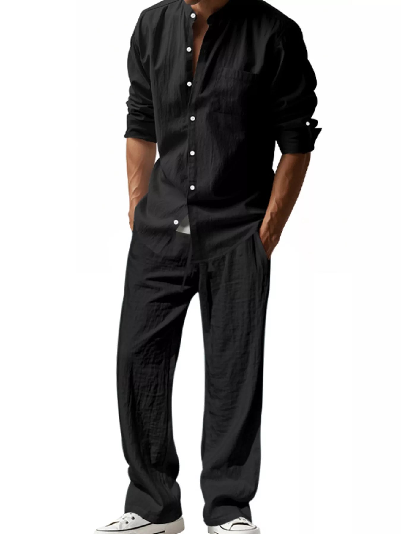 Ensemble Casual en Lin Le Saint-Tropez – Chemise & Pantalon Large Homme, S à 3XL - Bootiky
