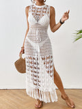 Robe de Plage Dos Nu Blanche à Franges - Bootiky