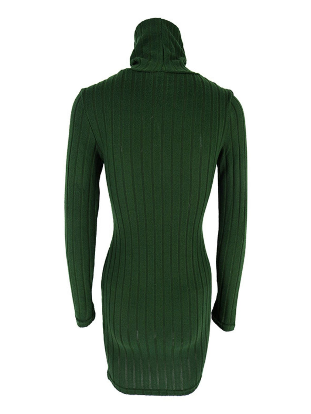 Robe Courte Moulante — Maille Côtelée Col Roulé & Manches Longues - Bootiky