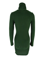 Robe Courte Moulante — Maille Côtelée Col Roulé & Manches Longues - Bootiky