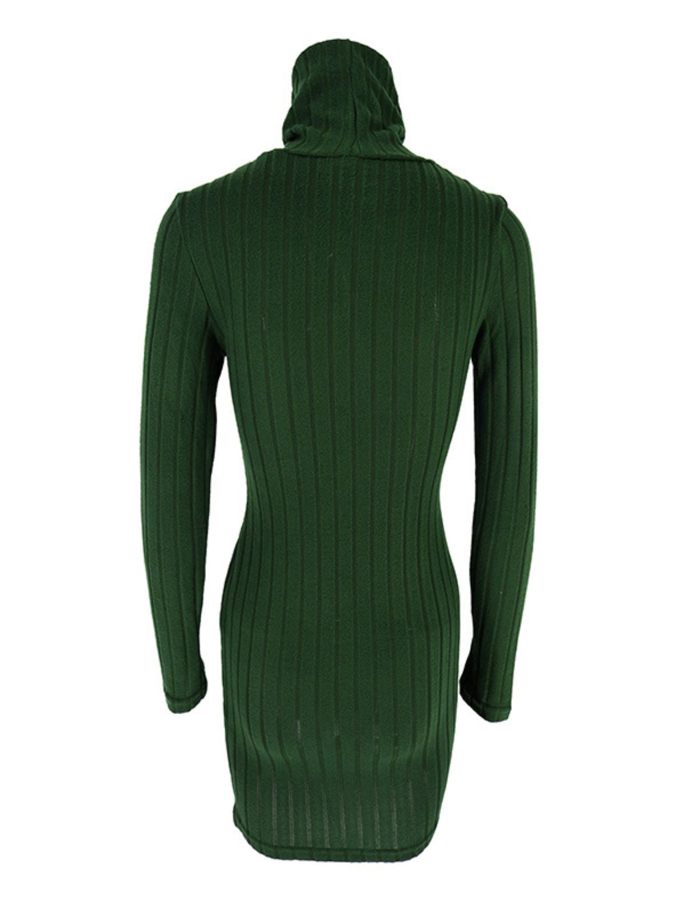 Robe Courte Moulante — Maille Côtelée Col Roulé & Manches Longues - Bootiky