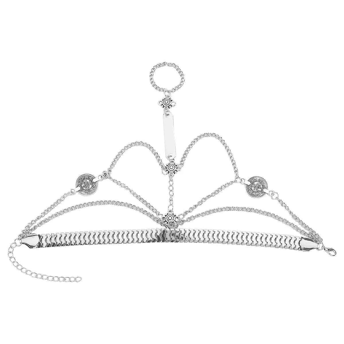 Bracelet de Main Multi-Rangs & Bague Naomi – Plaqué Or 18K ou Argenté, Ajustable - Bootiky