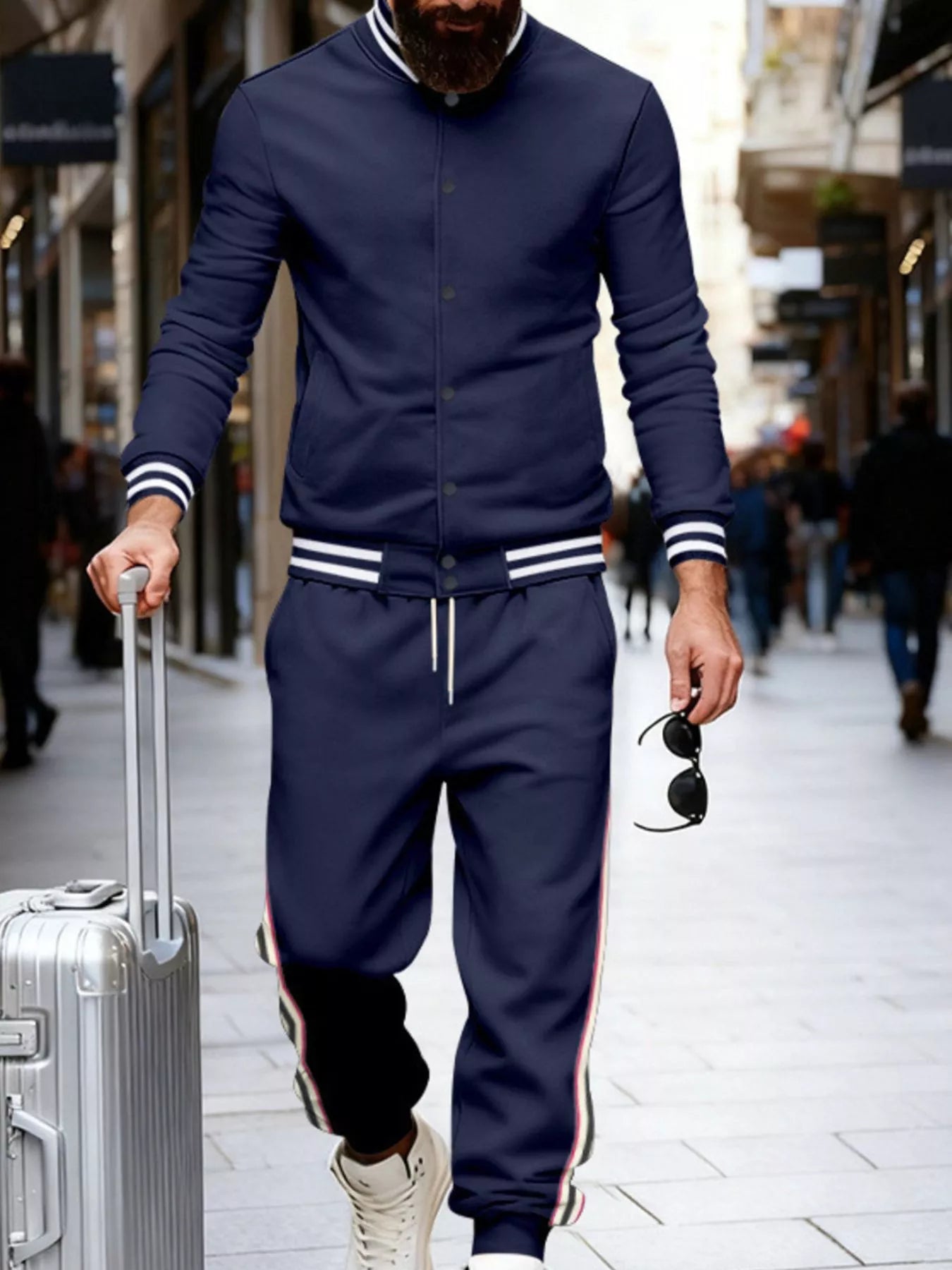 Ensemble Fluide à Rayures Riviera Lines – Haut & Pantalon Homme, S à 3XL - Bootiky