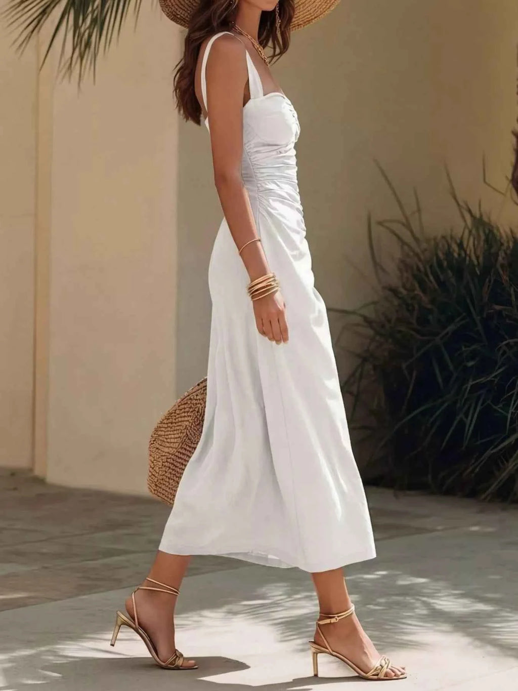 Robe Midi Drapée Amour Col en Cœur – Zip Dos, 6 Coloris, S à 2XL - Bootiky