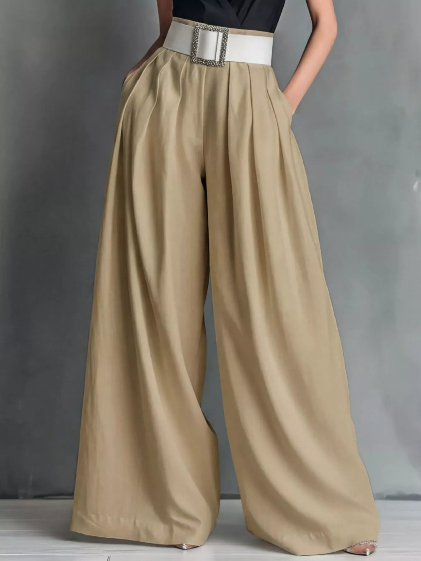 Pantalon Fluide Ample Palazzo Taille Haute – Wide-Leg, S à 2XL - Bootiky