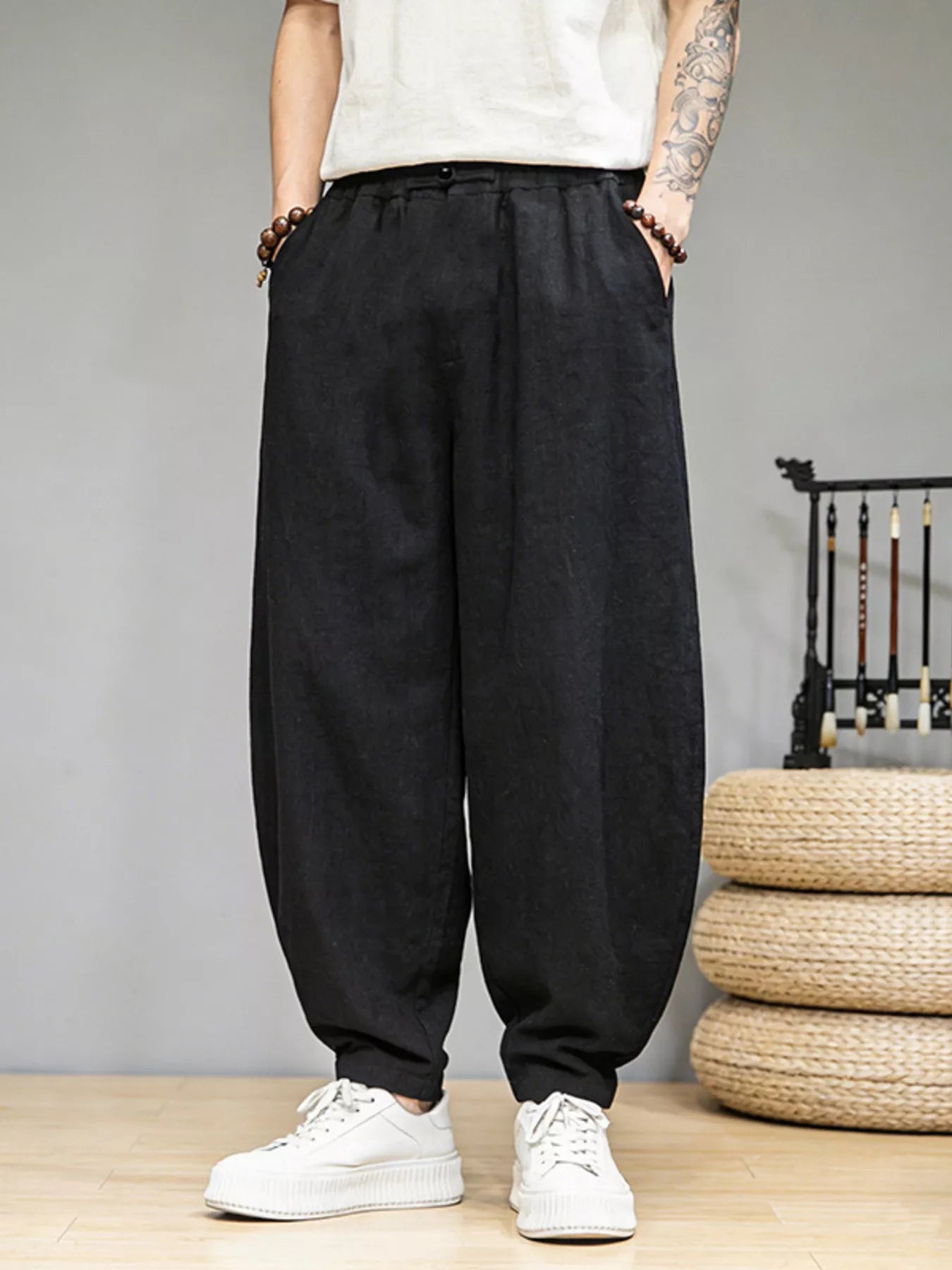 Pantalon Ample Décontracté Homme avec Poches – Grandes Tailles M à 5XL - Bootiky