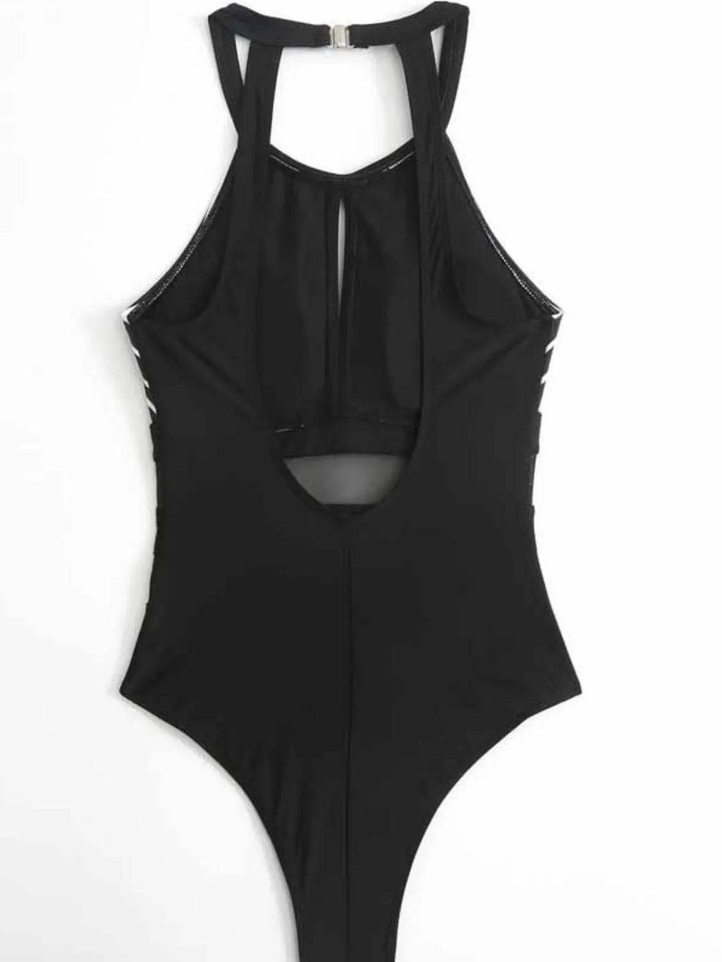 Maillot de Bain Une Pièce Rayé — Dos Nu & Détails Mesh - Bootiky