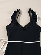 Maillot de Bain Une Pièce à Col en V & Détails Volants - Bootiky