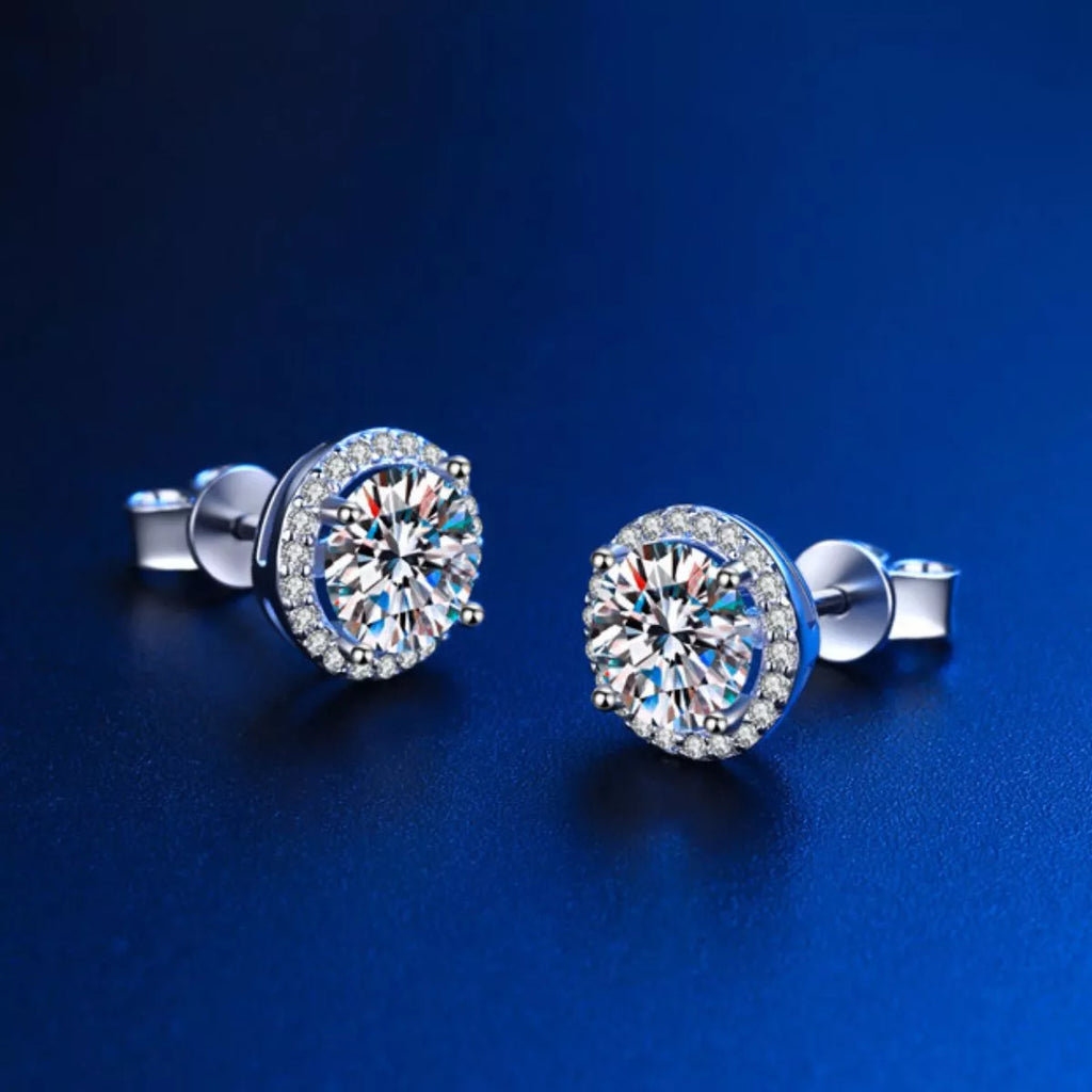 Puces d'Oreilles Moissanite 1 Carat — Argent Sterling 925 - Bootiky