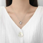 Collier Écrin d'Amour Pendentif Cœur & Zircons – Argent 925, Argent ou Or Rose, Écrin Inclus - Bootiky