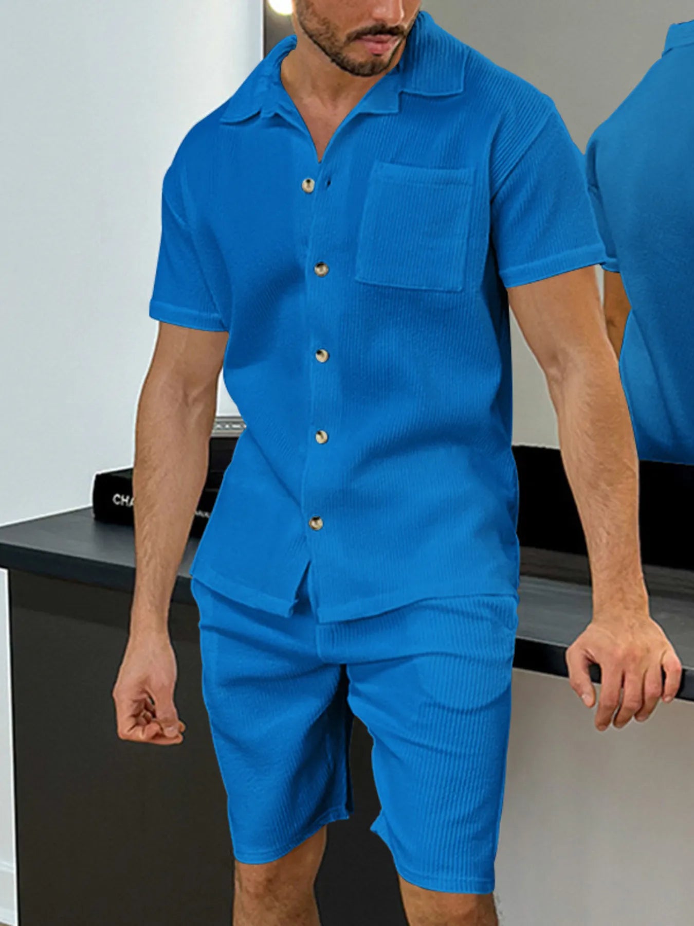 Ensemble Homme Été — Haut Boutonné & Short avec Poches - Bootiky