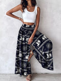 Pantalon Large Imprimé — Taille Smokée & Poches - Bootiky