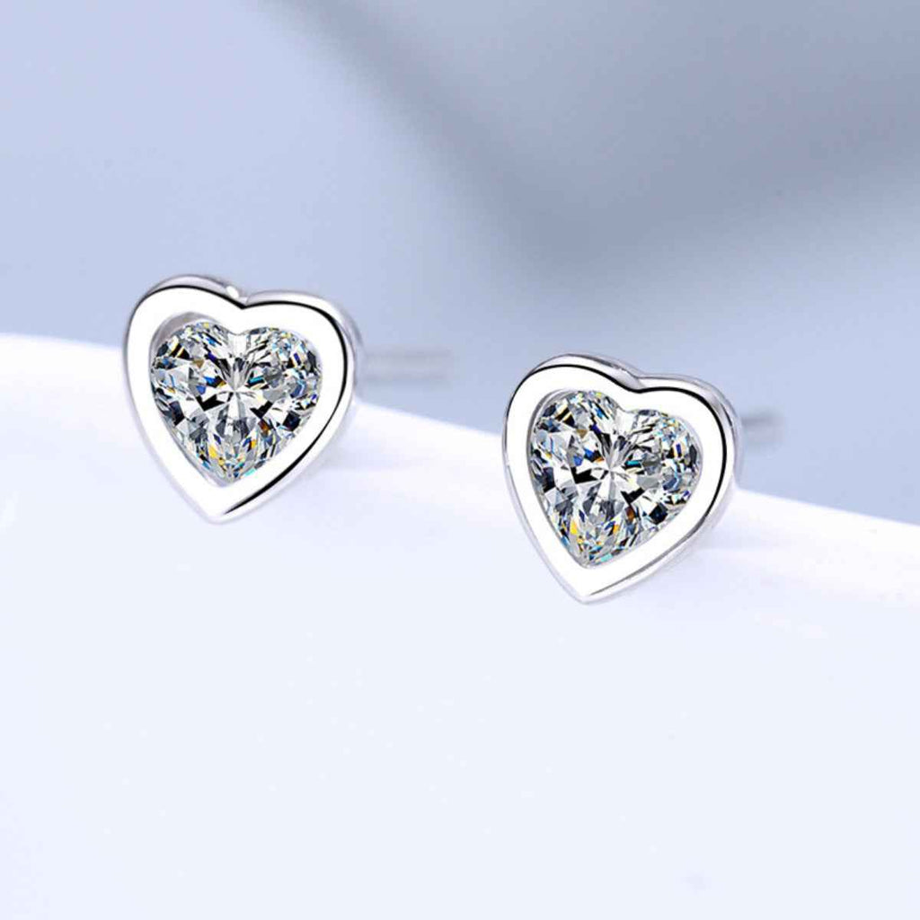 Clous d'Oreilles Amour Sacré Cœur – Argent 925 & Zircons, Écrin Inclus - Bootiky