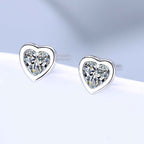 Clous d'Oreilles Amour Sacré Cœur – Argent 925 & Zircons, Écrin Inclus - Bootiky