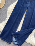 Jean taille haute wide-leg – coupe droite et fente latérale - Bootiky