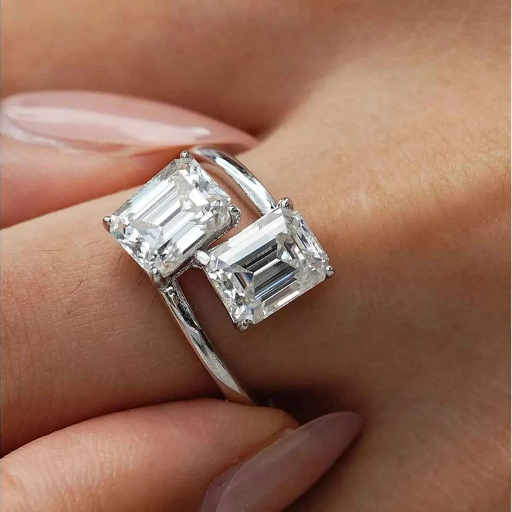 Bague Bypass Moissanite 2 Carats — Argent Sterling 925 - Bootiky