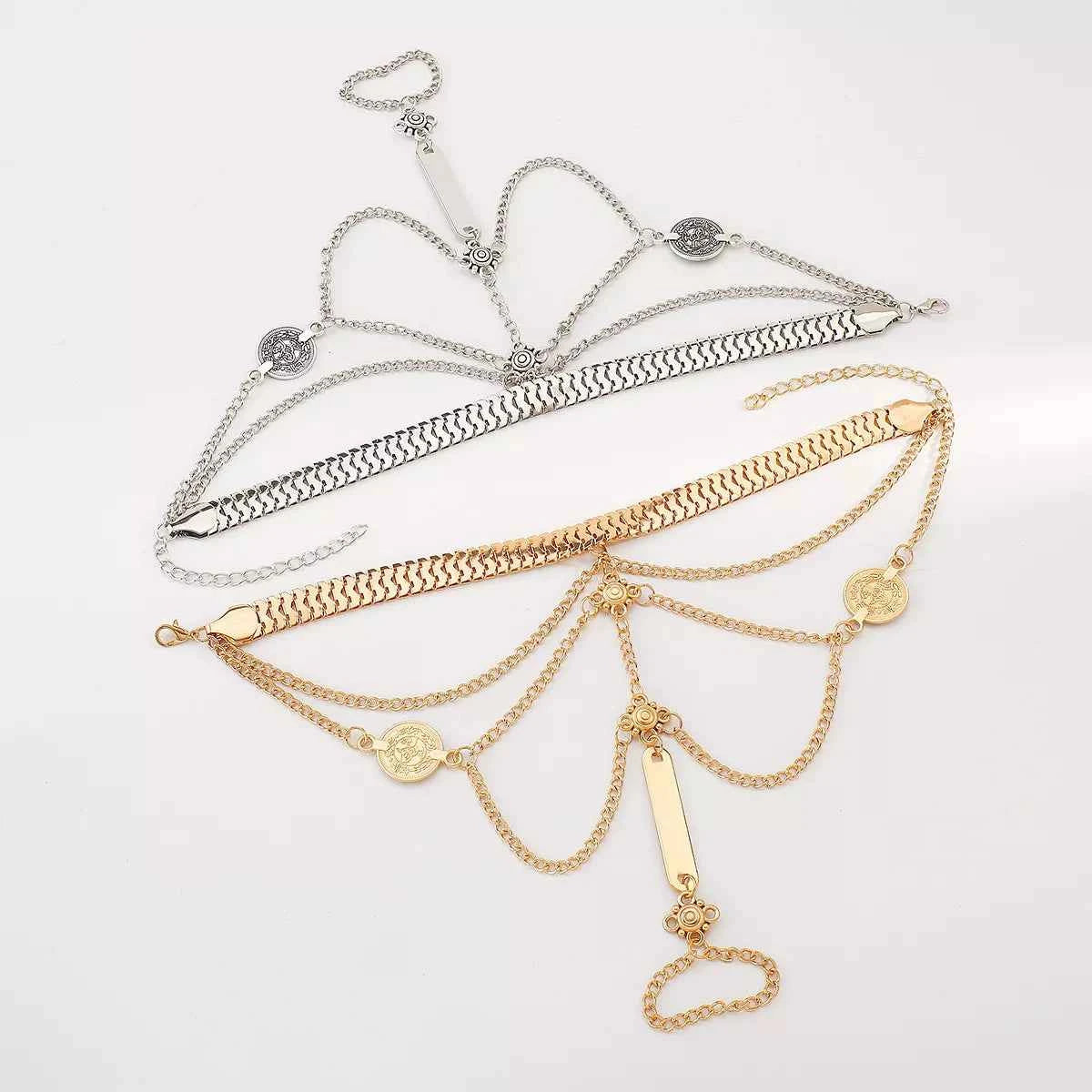 Bracelet de Main Multi-Rangs & Bague Naomi – Plaqué Or 18K ou Argenté, Ajustable - Bootiky