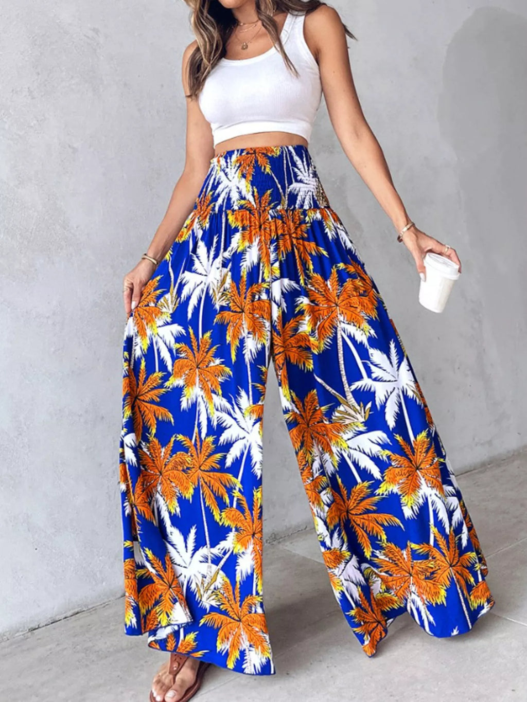 Pantalon Large Imprimé — Taille Smokée & Poches - Bootiky