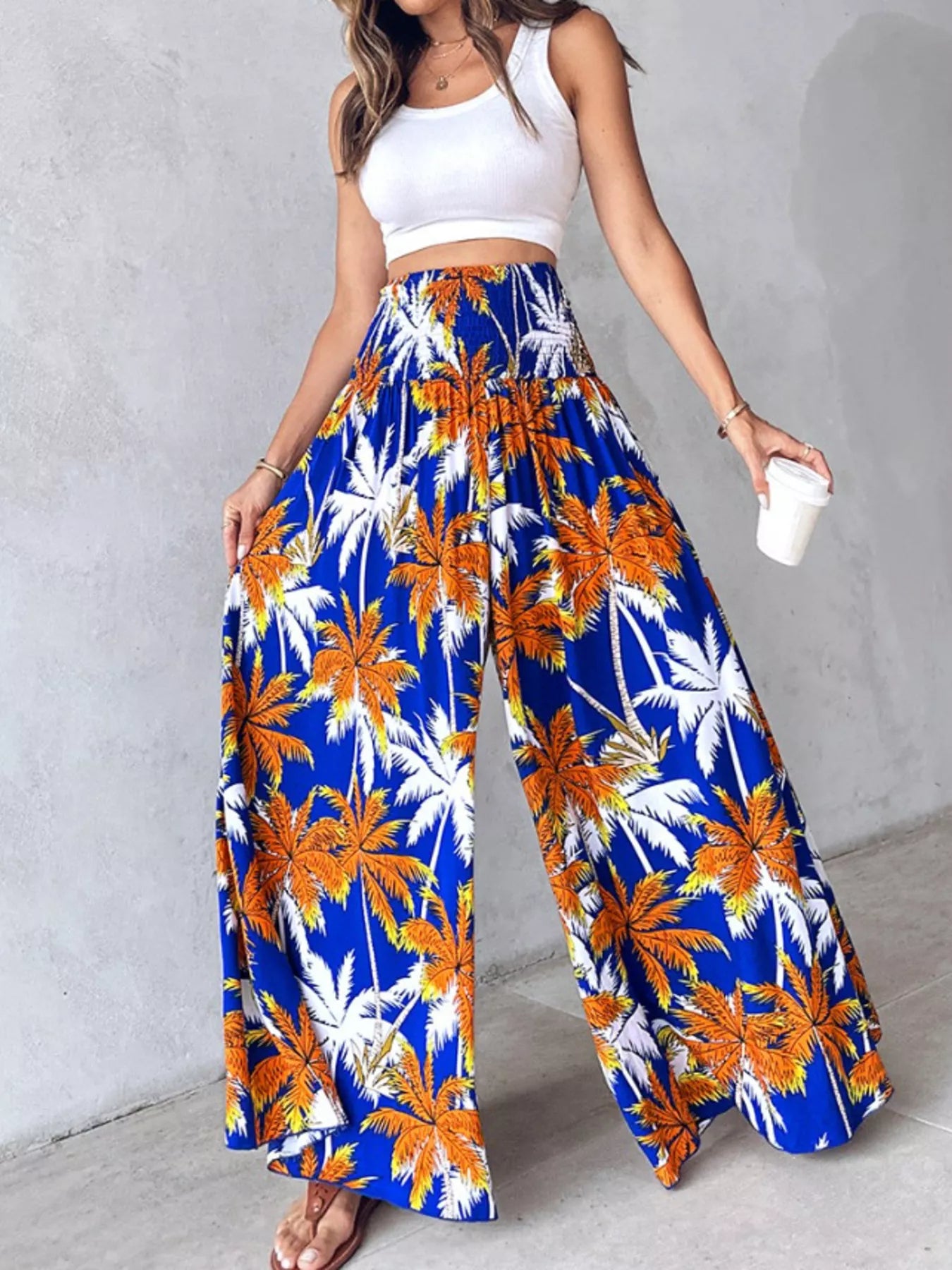 Pantalon Large Imprimé — Taille Smokée & Poches - Bootiky