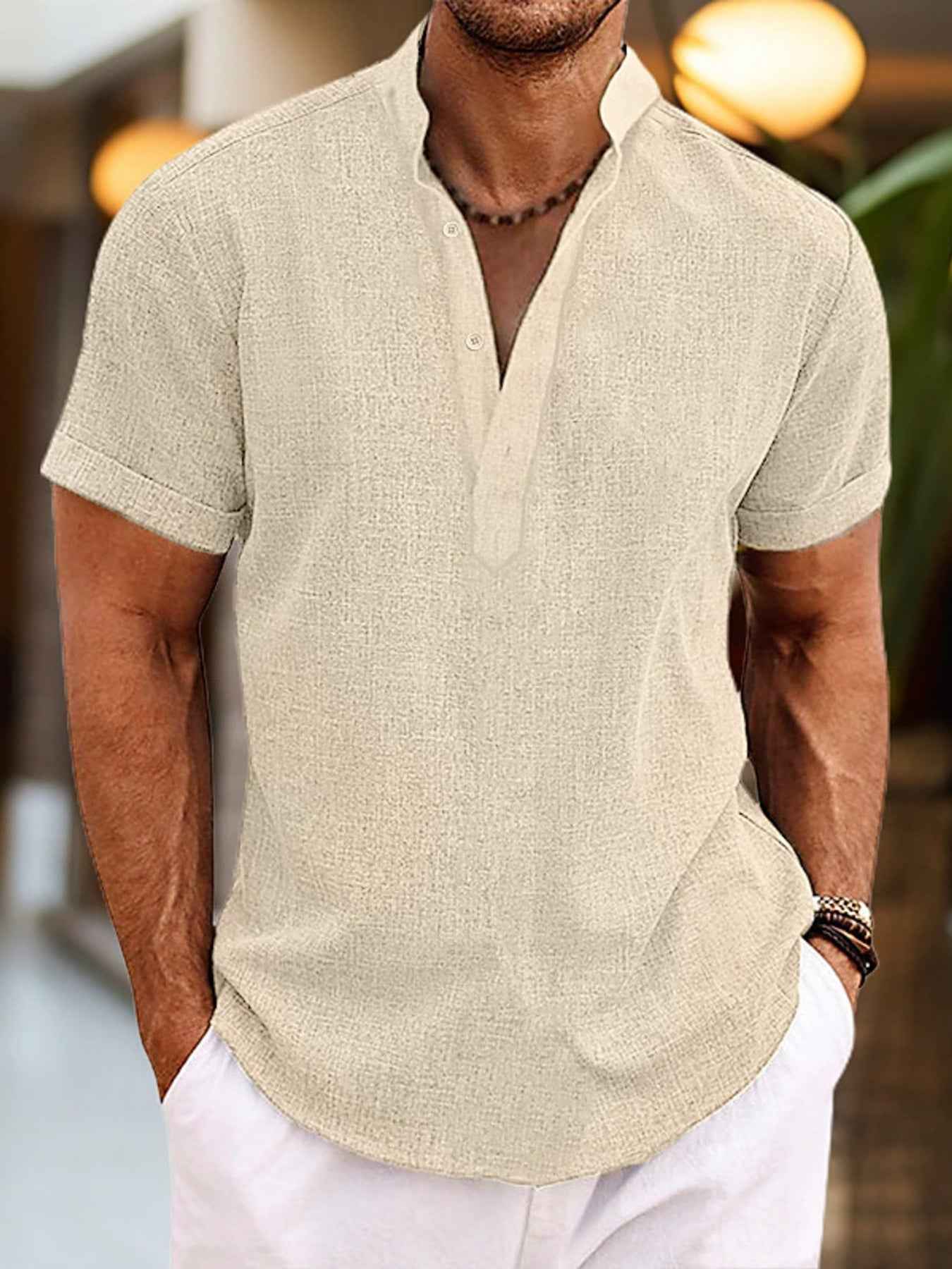 T-shirt Henley homme manches courtes – casual grande taille - Bootiky
