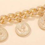 Bracelet Rétro Médina Charms Pièces Plaqué Or 18K – Ajustable, Porté Poignet ou Cheville - Bootiky