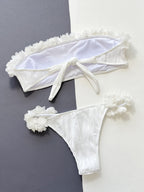 Bikini 2 Pièces Blanc — Brassière Applique & Dos Noué Taille Basse - Bootiky