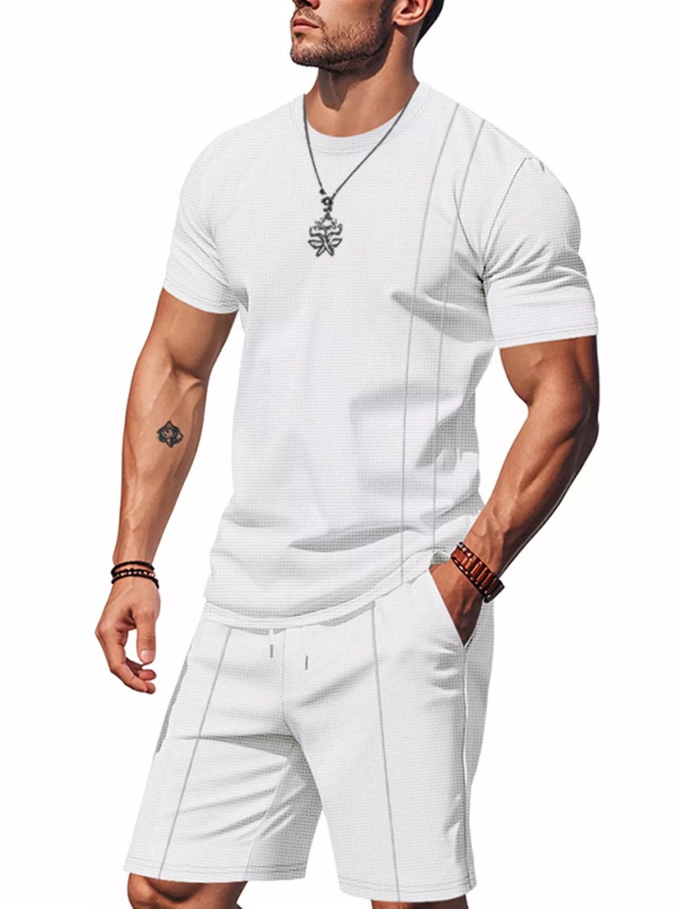Ensemble Homme Été — T-Shirt Rayé & Short avec Poches - Bootiky