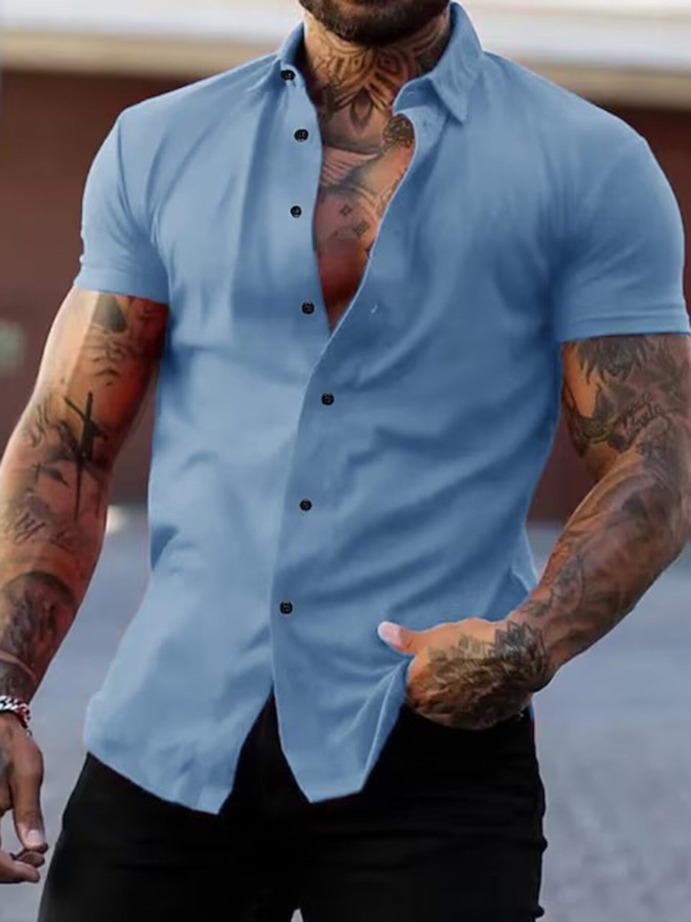 Chemise Homme Slim Fit — Manches Courtes Boutonnée 95% Coton - Bootiky