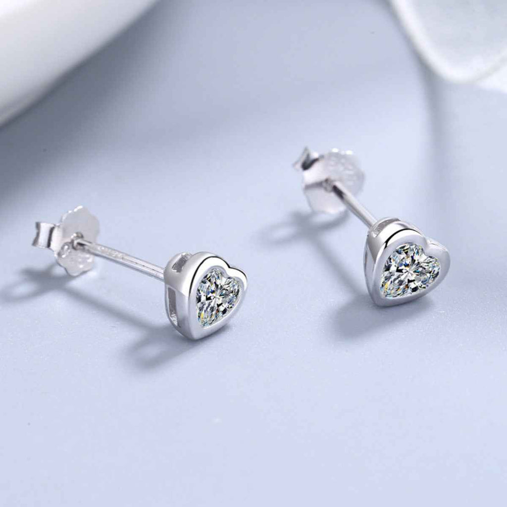 Clous d'Oreilles Amour Sacré Cœur – Argent 925 & Zircons, Écrin Inclus - Bootiky