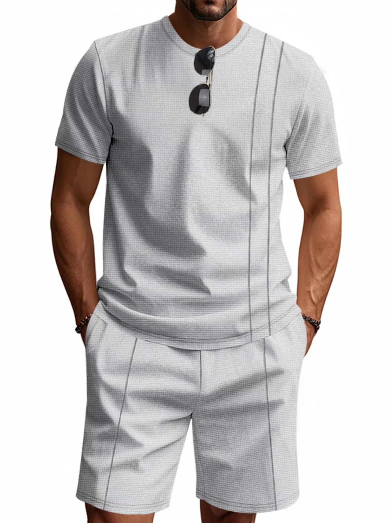 Ensemble Homme Été — T-Shirt Rayé & Short avec Poches - Bootiky