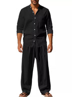 Ensemble Homme Élégant — Chemise Boutonnée Manches Longues & Pantalon - Bootiky