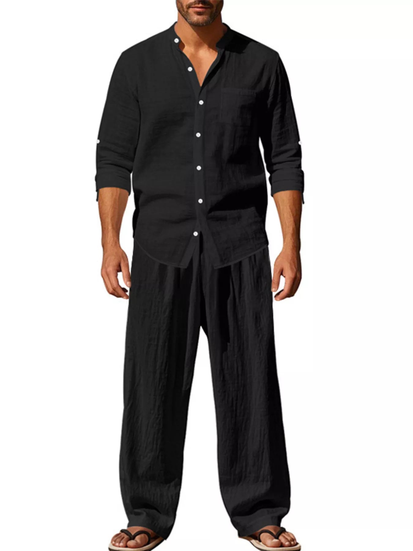Ensemble Homme Élégant — Chemise Boutonnée Manches Longues & Pantalon - Bootiky