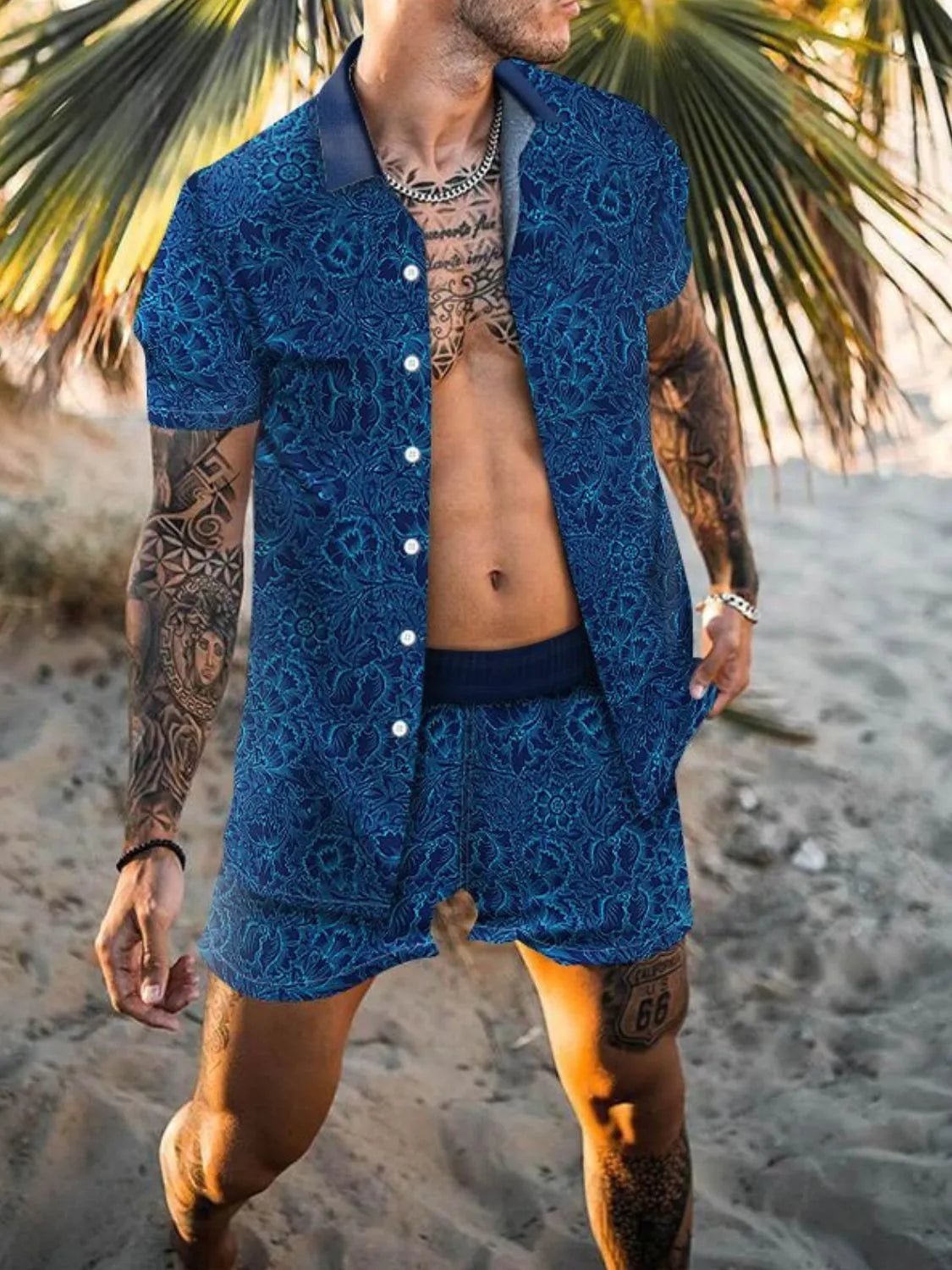 Ensemble d'Été Graphique Riviera – Chemise & Short Homme, S à 3XL - Bootiky