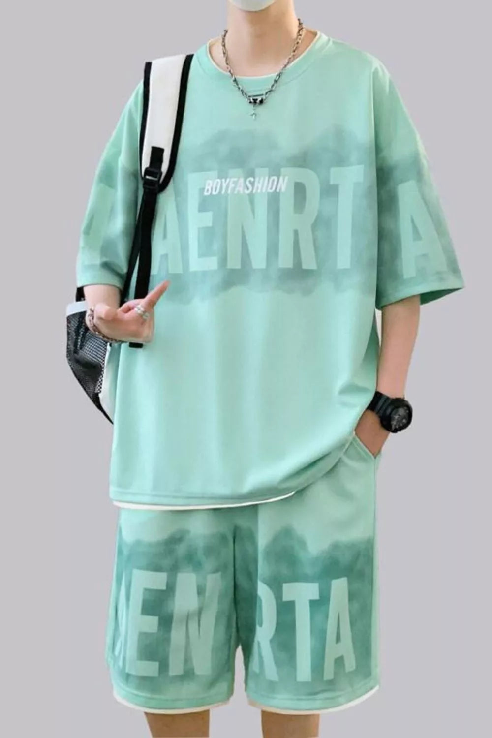 Ensemble Homme Été — T-Shirt Oversized à Lettres & Short - Bootiky
