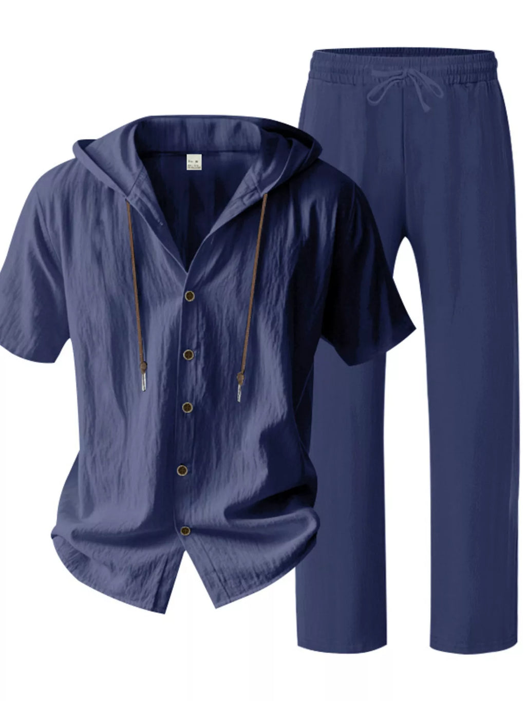 Ensemble Homme Lin — Haut à Capuche Boutonné & Pantalon Large - Bootiky