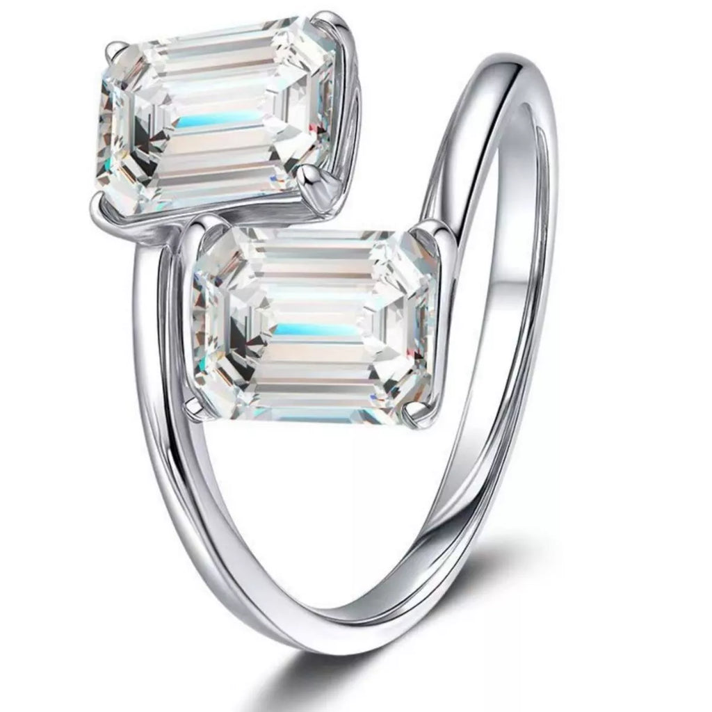 Bague Bypass Moissanite 2 Carats — Argent Sterling 925 - Bootiky