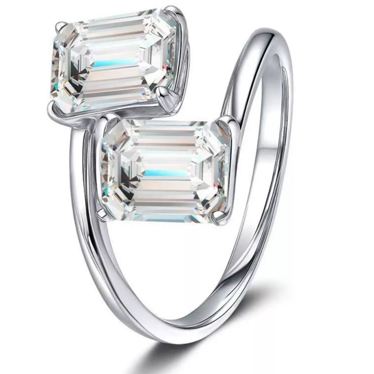 Bague Bypass Moissanite 2 Carats — Argent Sterling 925 - Bootiky