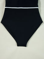 Maillot de Bain Une Pièce à Col en V & Détails Volants - Bootiky