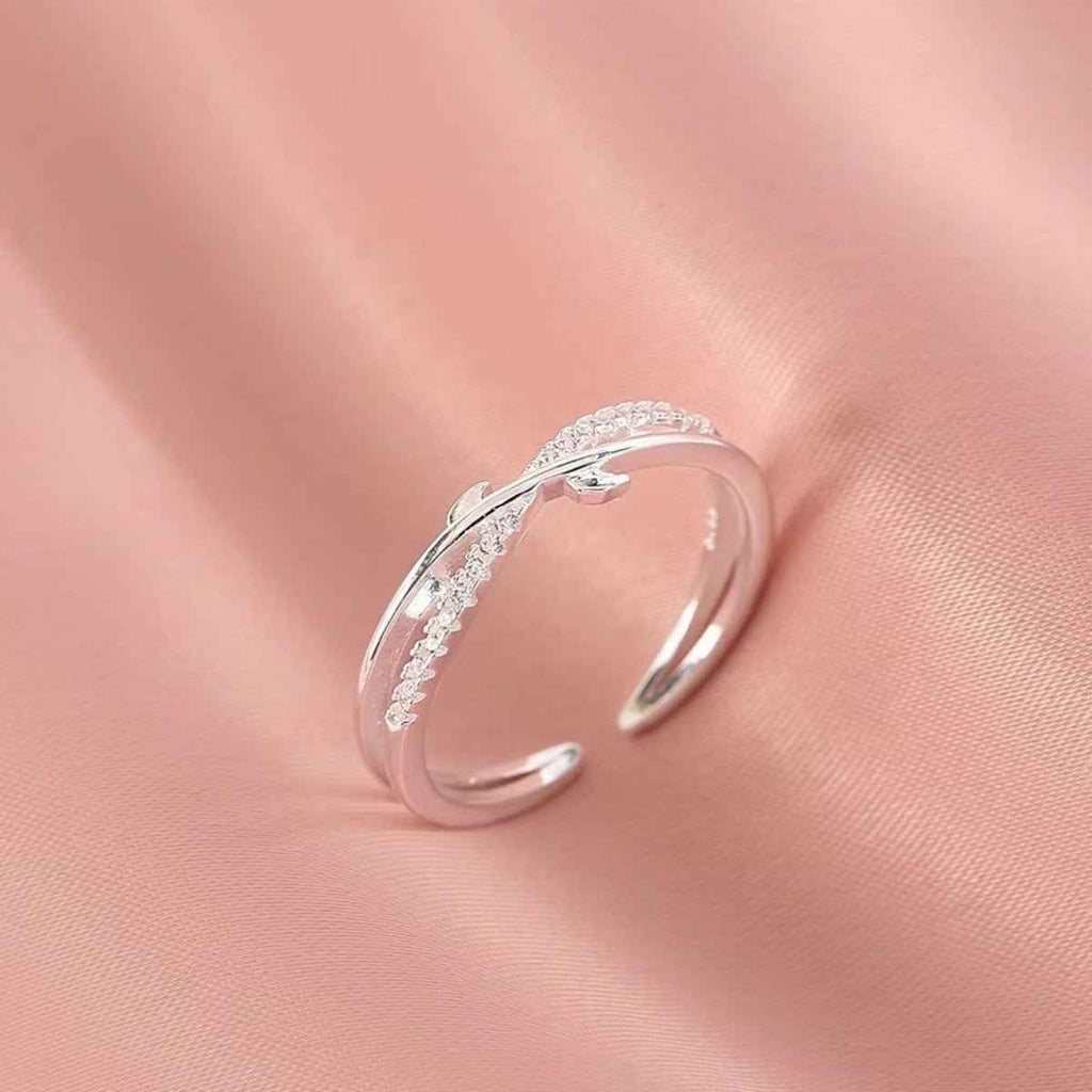 Bague Ouverte Ajustable Elysée – Argent 925 & Zircons, Taille Universelle, Quiet Luxury - Bootiky