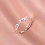 Bague Ouverte Ajustable Elysée – Argent 925 & Zircons, Taille Universelle, Quiet Luxury - Bootiky