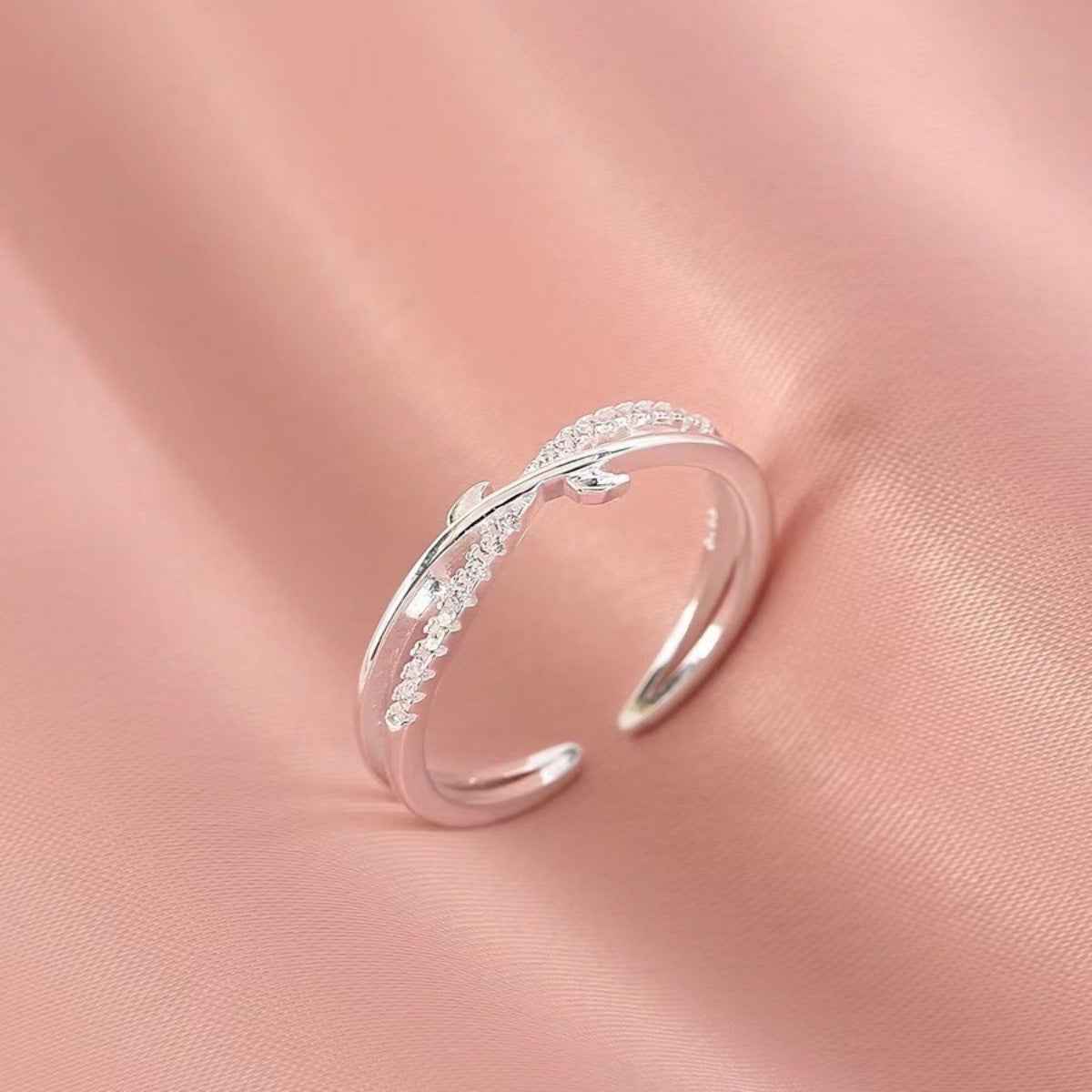 Bague Ouverte Ajustable Elysée – Argent 925 & Zircons, Taille Universelle, Quiet Luxury - Bootiky